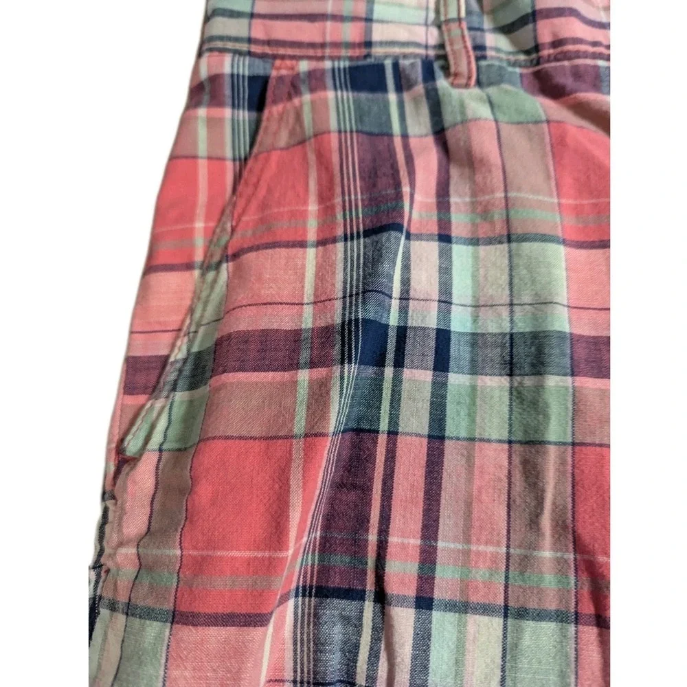 IZOD Shorts Mens 34 Tan Blue Plaid 9